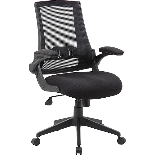 Boss Mesh Back, Flip Arm Task Chair Black Seat Color - Black Back Color - Black Frame Color - 5-star Base - 1 Each (B6776BK)