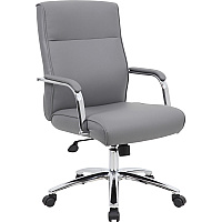 Boss Modern Executive Conference Chair-Grey Gray Seat Color - Vinyl Seat Material - Gray Back Color - Vinyl Back Material - Chrome Frame Color - 5-star Base - Armrest - 1 Each (B696CGY)