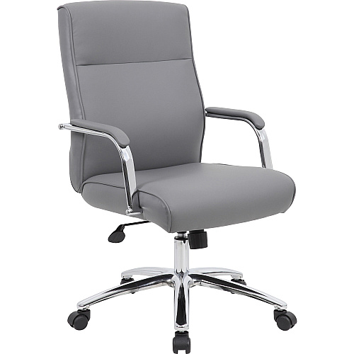 Boss Modern Executive Conference Chair-Grey Gray Seat Color - Vinyl Seat Material - Gray Back Color - Vinyl Back Material - Chrome Frame Color - 5-star Base - Armrest - 1 Each (B696CGY)