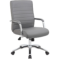 Boss Modern Executive Conference Chair-Ribbed Grey Vinyl Seat Material - Vinyl Back Material - Chrome Frame Color - 5-star Base - Ribbed Gray - Armrest - 1 Each (B696CRBGY)