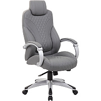 Boss Hinged Arm Executive Chair With Synchro-Tilt, Grey Gray Seat Color - Vinyl Seat Material - Gray Back Color - Vinyl Back Material - Silver Frame Color - 5-star Base - Armrest - 1 Each (B8871GY)