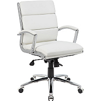 Boss CaressoftPlus? Executive Mid-Back Chair White Seat Color - Vinyl Seat Material - White Back Color - Vinyl Back Material - Chrome Frame Color - Mid Back - 5-star Base - Armrest - 1 Each (B9476WT)