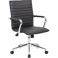 Boss Black Vinyl Hospitality Chair Black Seat Color - Vinyl Seat Material - Black Back Color - Vinyl Back Material - Chrome Frame Color - 5-star Base - Armrest - 1 Each (B9533CBK)