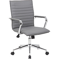Boss Grey Vinyl Hospitality Chair Gray Seat Color - Vinyl Seat Material - Gray Back Color - Vinyl Back Material - Chrome Frame Color - 5-star Base - Armrest - 1 Each (B9533CGY)