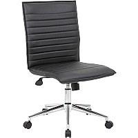 Boss Black Vinyl Armless Hospitality Chair Black Seat Color - Vinyl Seat Material - Black Back Color - Vinyl Back Material - Chrome Frame Color - 5-star Base - 1 Each (B9534CBK)