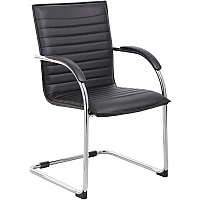 Boss Chrome Frame Vinyl Side Chairs Black Seat Color - Vinyl Seat Material - Black Back Color - Vinyl Back Material - Chrome Frame Color - Polywood Frame Material - Mid Back - Cantilever Base - 2 / Pack (B9536BK2)
