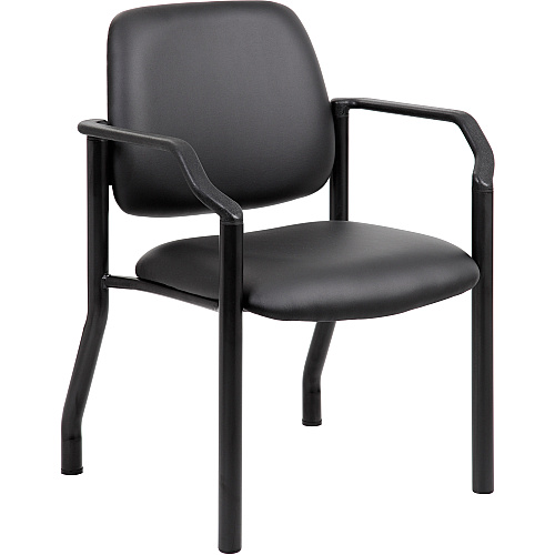 Boss Antimicrobial Guest Chair, 300 lb. Weight Capacity Black Seat Color - Vinyl Seat Material - Black Back Color - Vinyl Back Material - Black Frame Color - Steel Frame Material - Mid Back - Four-legged Base - 1 Each (B9591AMBK)