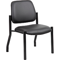 Boss Antimicrobial Armless Guest Chair, 300 lb. Weight Capacity Black Seat Color - Vinyl Seat Material - Black Back Color - Vinyl Back Material - Black Frame Color - Steel Frame Material - Mid Back - Four-legged Base - 1 Each (B9595AMBK)