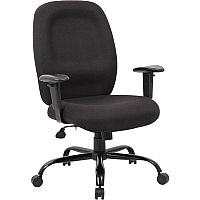 Boss Heavy Duty Task Chair- 400 lbs Black Seat Color - Crepe Fabric Seat Material - Black Back Color - Crepe Fabric Back Material - Black Frame Color - 5-star Base - Armrest - 1 Each (B996)