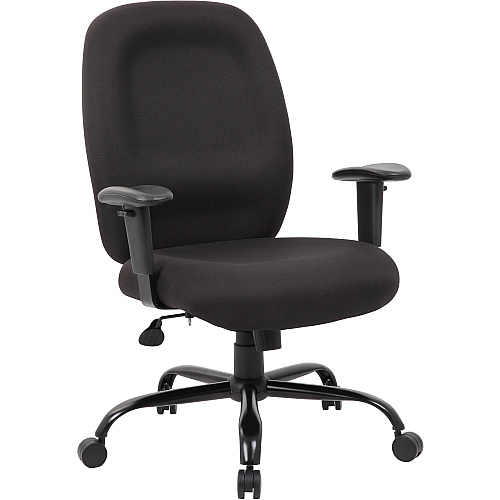 Boss Heavy Duty Task Chair- 400 lbs Black Seat Color - Crepe Fabric Seat Material - Black Back Color - Crepe Fabric Back Material - Black Frame Color - 5-star Base - Armrest - 1 Each (B996)