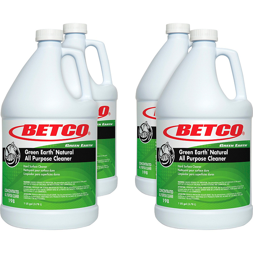 Green Earth Natural All Purpose Cleaner Concentrate - 128 fl oz (4 quart) - Clean Scent - Bio-based, Solvent-free, Streak-free, Non-smearing, Versatile - Green Bottle - 4 / Carton (1980400CT)