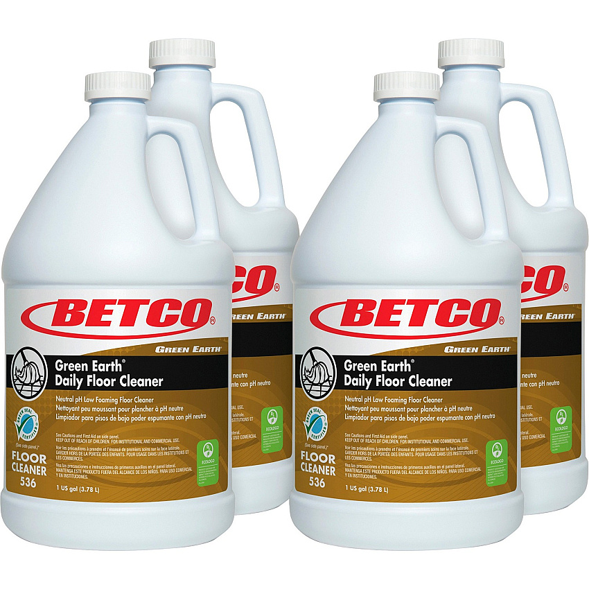 Green Earth Daily Floor Cleaner Concentrate - 128 fl oz (4 quart) - pH Neutral, Fragrance-free, Deodorize, Pleasant Scent - Yellow - 4 / Carton (5360400CT)