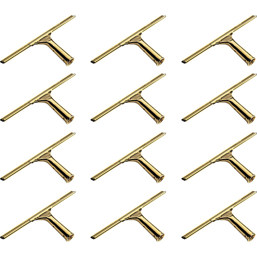 Ettore Brass Squeegee Rubber Blade - 5.5" Height x 11.8" Width x 1.3" Length - Lightweight, Changeable Blade, Streak-free - Brass - 12 / Carton (1013CT)