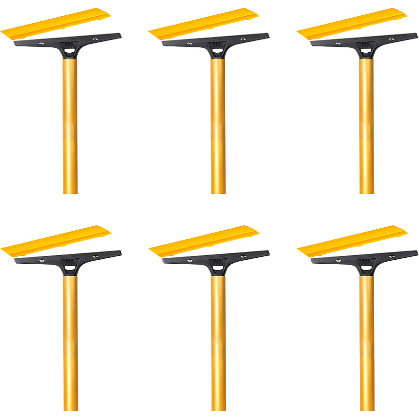 Ettore Heavy Duty Floor Scraper 4" Carbon Steel Blade - 48" Anodized Aluminum Handle - Heavy Duty, Angled Head, Rubberized Grip - Gold - 6 / Carton (2007CT)