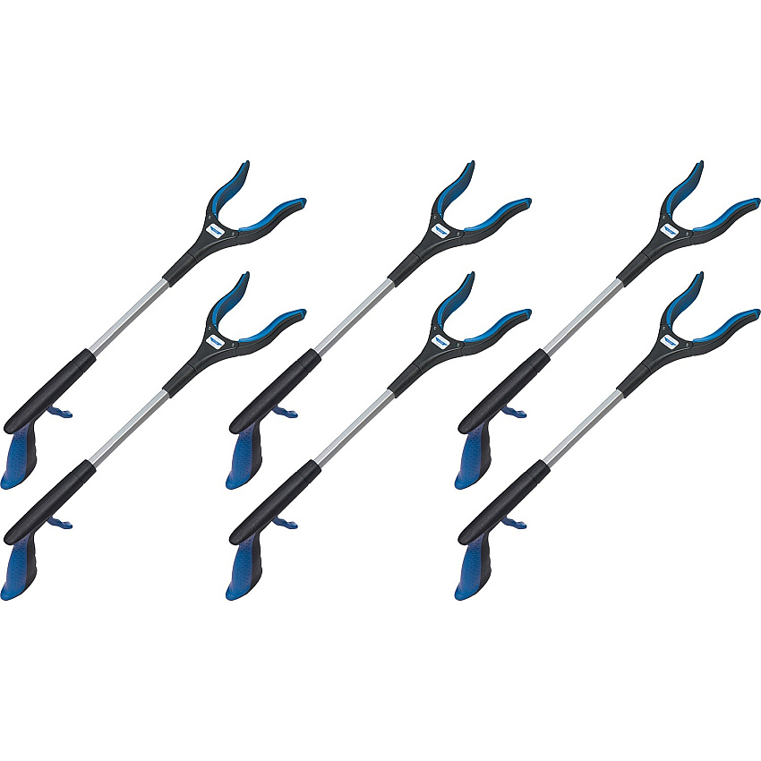 Ettore Grip 'n Grab Multipurpose Pickup Tool 16" Reach - Lightweight, Rust Proof, Articulating Head, Comfortable Handle - Aluminum, Plastic, Rubber - Blue - 6 / Carton (49016CT)