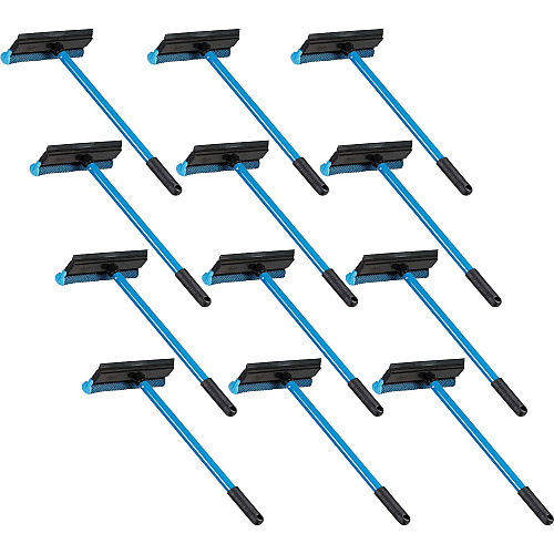 Ettore Auto Squeegee Scrubber 8" Rubber Blade - 16" Aluminum Handle - Durable, Streak-free, Lightweight - Blue - 12 / Carton (59016CT)