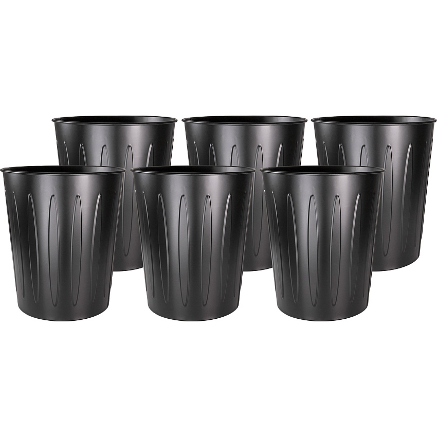 Genuine Joe 6-gallon Fire-safe Trash Can 6 gal Capacity - Fire-Safe, Sturdy - 14" Height x 13" Diameter - Metal, Steel - Black - 6 / Carton (GJO58897CT)