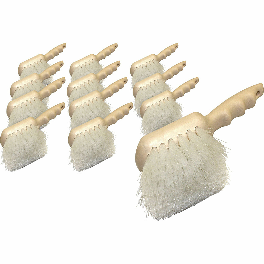 Genuine Joe Nylon Utility Brush Nylon Bristle - 9" Handle Length - White - 12 / Carton (GJO98215CT)