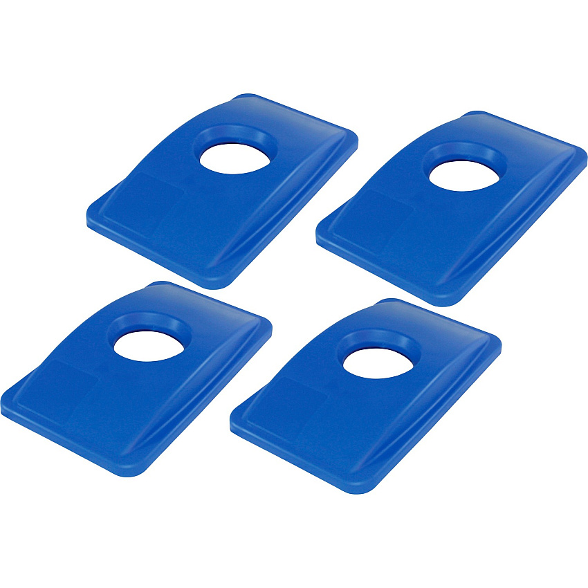 Genuine Joe 23-gallon Recycling Bin Round Cutout Lid Round - Blue - 4 / Carton (GJO98219CT)