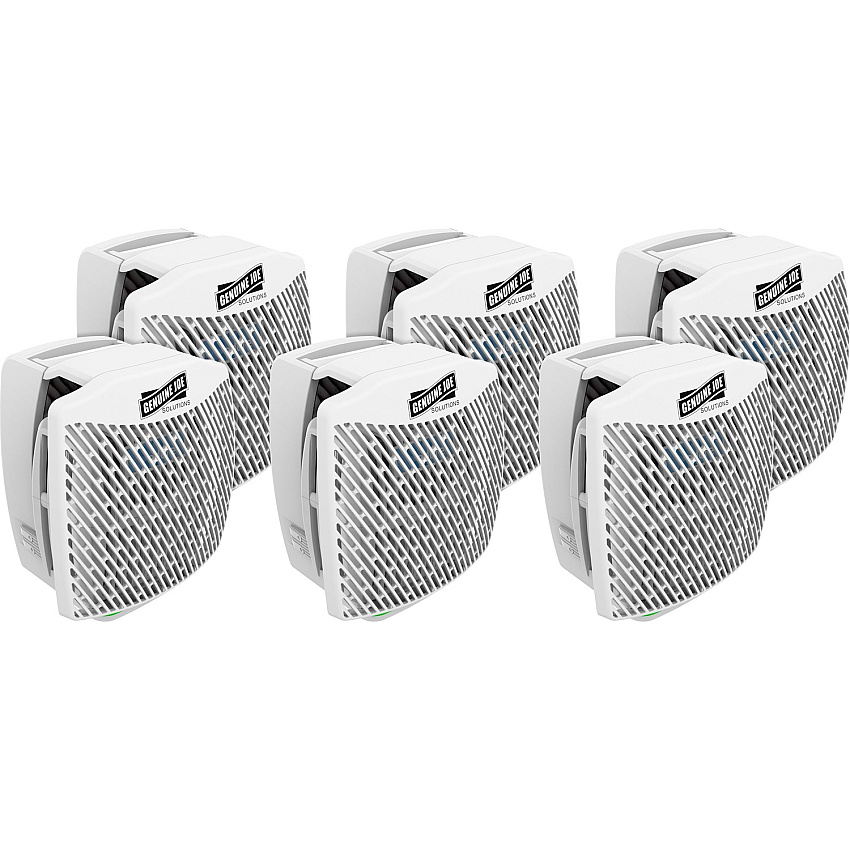 Genuine Joe Air Freshener Dispenser System 30 Day Refill Life - 6000 ft³ Coverage - 6 / Carton - White (GJO99659CT)