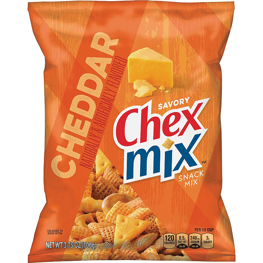 Chex Mix Cheddar Snack Mix Cheddar Cheese, Corn, Wheat - 3.75 oz - 8 / Carton (SN14839)