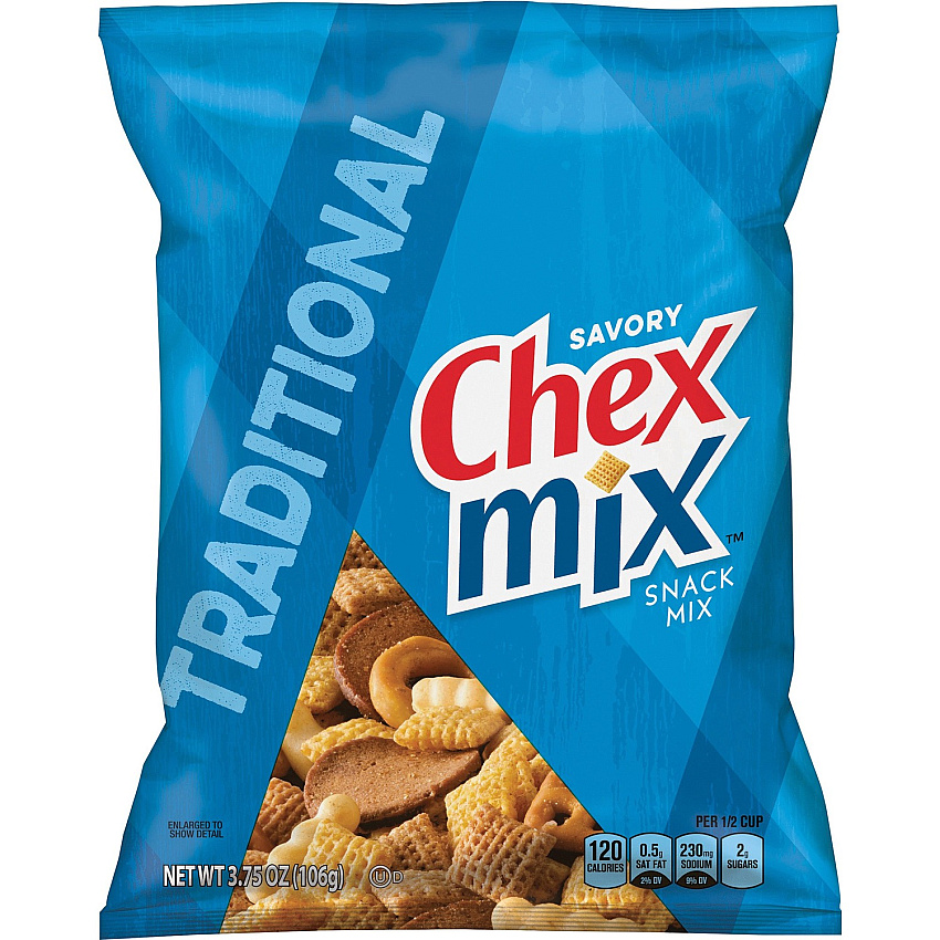 Chex Mix Traditional Snack Mix Corn, Wheat - 3.75 oz - 8 / Carton (SN14858)