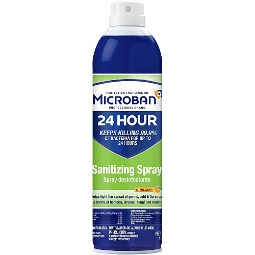 Microban Professional Sanitizing Spray 15 fl oz (0.5 quart) - Citrus Scent - 1 Bottle - Antimicrobial, Disinfectant - Clear (30130)