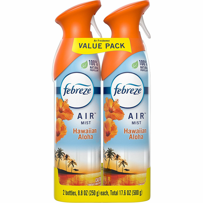 Febreze Hawaiian Air Spray Pack Liquid - 8.8 fl oz (0.3 quart) - Hawaiian Aloha - Odor Neutralizer, VOC-free - 2/Pack - 6 / Carton (97794CT)