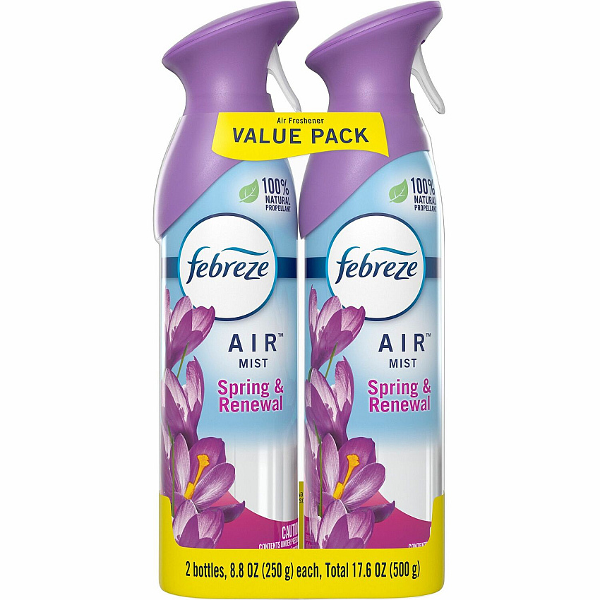 Febreze Air Spring/Renewal Spray Packs Liquid - 8.8 fl oz (0.3 quart) - Spring & Renewal - 12 / Carton - Odor Neutralizer, VOC-free (97805CT)