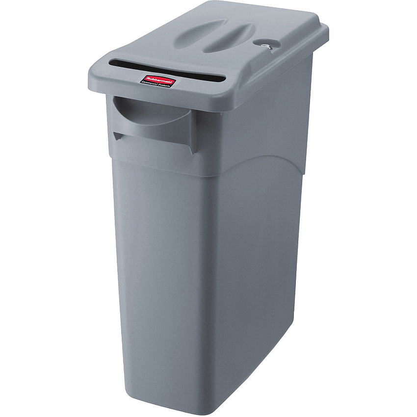 Rubbermaid Commercial Slim Jim Confidential Document Containers w/Lids External Dimensions: 10.6" Width x 20.1" Depth x 30" Height - 23 gal - Lid Lock Closure - Gray - For Document - 4 / Carton (9W15LGYCT)