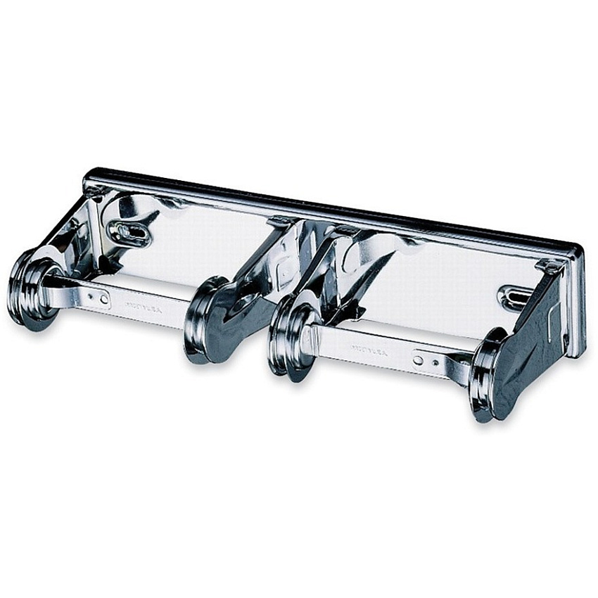 San Jamar 2-Roll Locking Bath Tissue Dispensers Roll Dispenser - 2 x Roll - 2.8" Height x 12.4" Width x 4.5" Depth - Chrome - Anti-theft, Lockable - 12 / Carton (R260XCCT)
