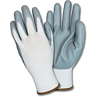 Safety Zone Nitrile Coated Knit Gloves Nitrile Coating - Medium Size - Gray, White - Knitted, Durable, Flexible, Comfortable, Breathable - For Industrial - 1 Dozen (GNIDEXMDG)