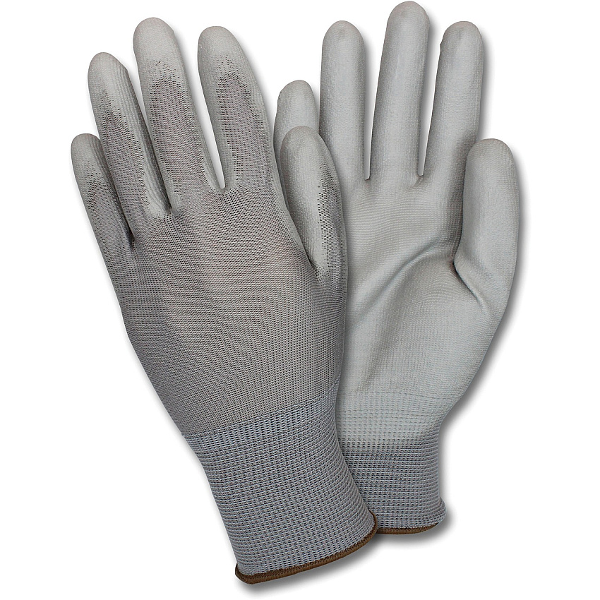 Safety Zone Poly Coated Knit Gloves Polyurethane Coating - XXL Size - Gray - Knitted, Flexible, Comfortable, Breathable - For Industrial - 1 Dozen (GNPU2X4GY)