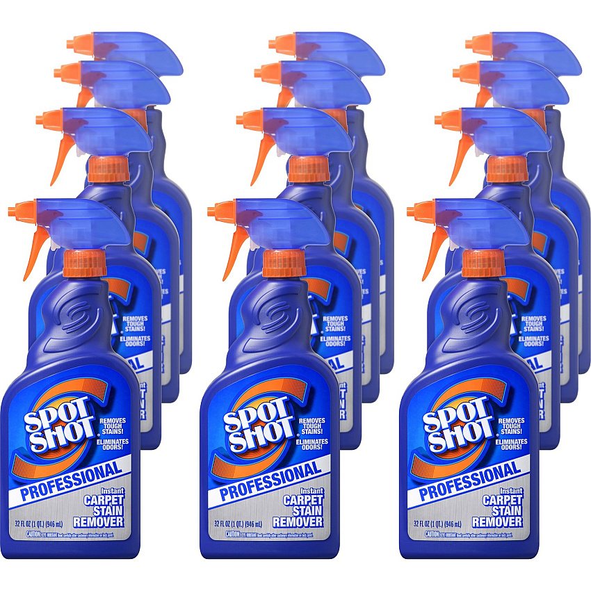 Spot Shot Professional Instant Carpet Stain Remover For Carpet - 32 fl oz (1 quart) - Odor Neutralizer, Water Based - Clear - 12 / Carton (009729CT)