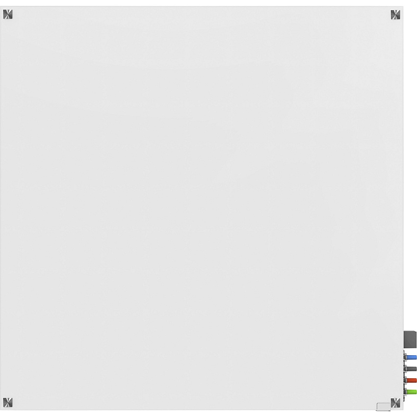 Ghent Harmony Dry Erase Board 48" (4 ft) Width x 48" (4 ft) Height - Tempered Glass Surface - White Back - Square - Horizontal/Vertical - Magnetic - Square Corner, Accessory Holder, Long Lasting, Non-absorbent, Stain Resistant, Ghost Resistant (HMYSM44WH)