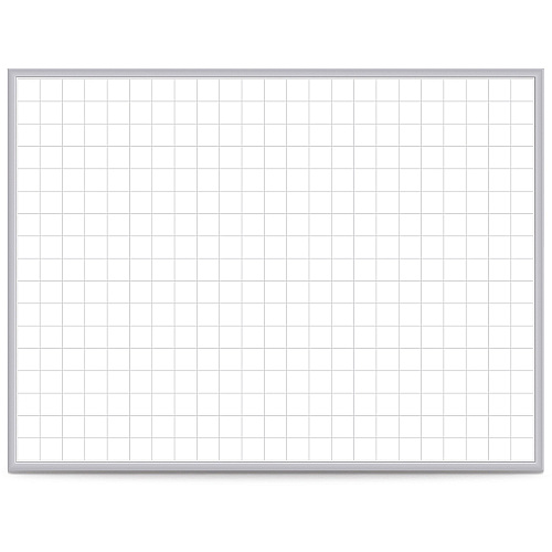 Ghent Grid Whiteboard 96" (8 ft) Width x 48" (4 ft) Height - White Steel Surface - Satin Aluminum Frame - Rectangle - Horizontal - Magnetic - Grid Pattern, Stain Resistant, Ghost Resistant, Fade Resistant, Accessory Tray - 1 Each - TAA Compli (GRPM322G48)