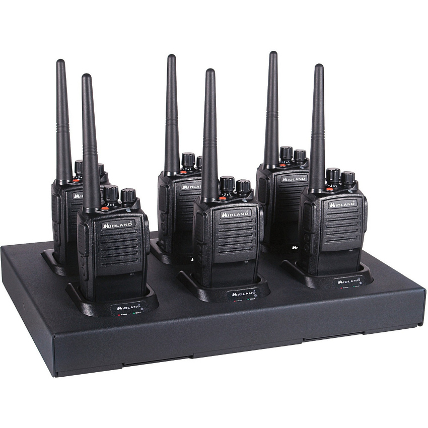 Midland MB400 Business Radio 16 Radio Channels - 142 Total Privacy Codes - 4 W - Low Battery Indicator, Timer, Lightweight - Water Proof, Dust Proof - Lithium Ion (Li-Ion) - Black - 6 / Box (MB400X6MC)