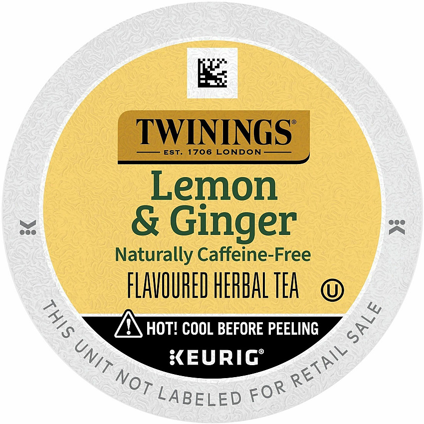 Twinings of London Lemon & Ginger Herbal Tea K-Cup Herbal Tea - 24 Cup - 24 / Box (11019)