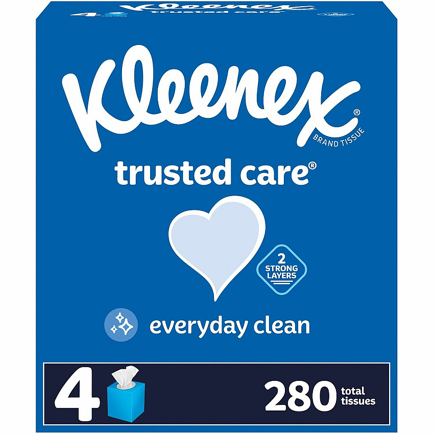 Kleenex Trusted Care Tissues 2 Ply - 8.20" Width x 8.40" Length - White - 70/Box - 48 / Carton (50184CT)