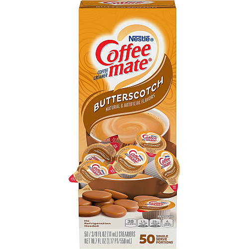 Coffee-mate Liquid Coffee Creamer, Butterscotch, 0.38 oz Mini Cups, 50 Cups/Box CREAMER,BUTTERSCOTCH,50CT (68613)