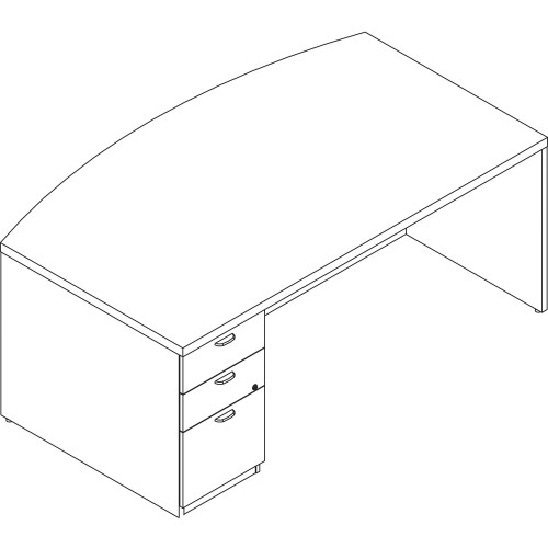 Groupe Lacasse Left Single Pedestal Bow Front Desk - 2-Drawer (71DUF4272SAG)