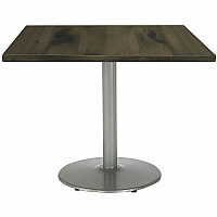 KFI 42" Square Wood Pedestal Table Barnwood Square Top - Pedestal Base - Assembly Required - Vintage Wood Top Material - 1 Each (42S922SLLTB)