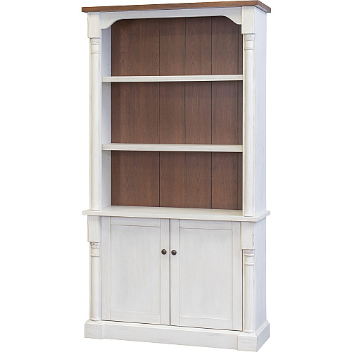 Martin Bookcase with Lower Doors 2 Door(s) - 4 Shelve(s) - 3 Adjustable Shelf(ves) - Finish: Weathered Wire Brushed Chalk - Rustic Knotty Cherry Table Top - 1 Each (IMDU4278D)