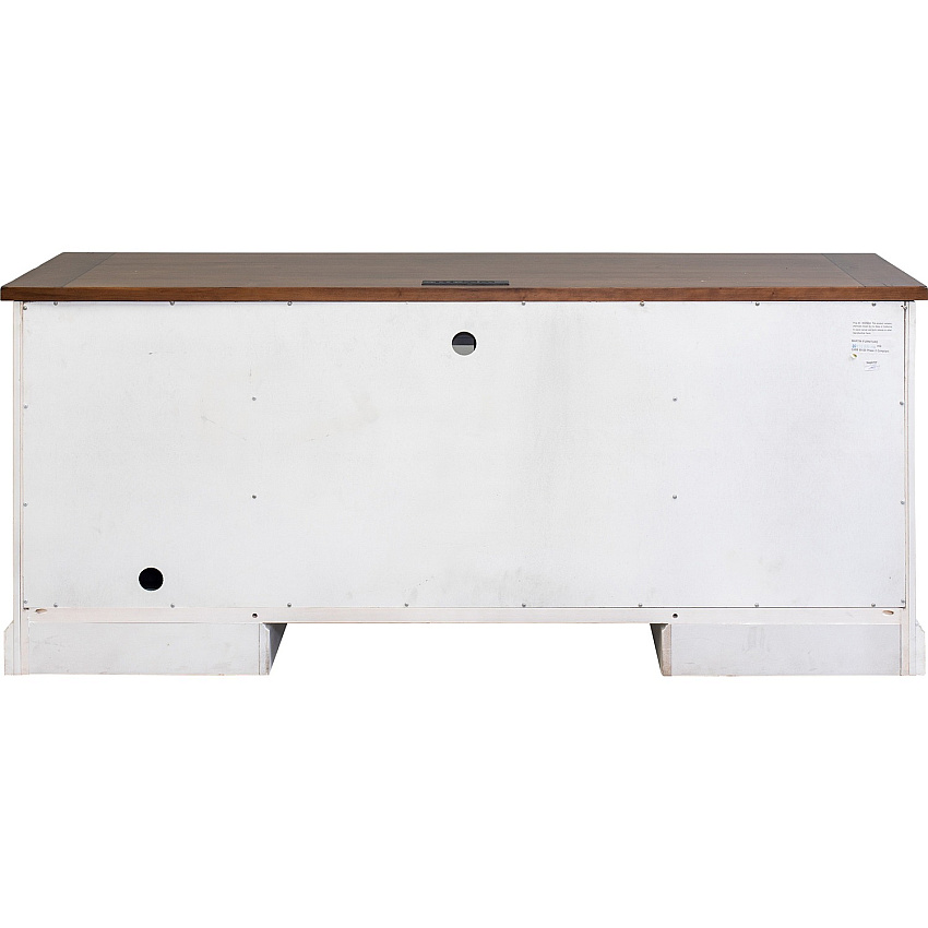 Martin 70" Credenza - 5-Drawer 30" Height x 70" Width x 24" Depth - Total Drawer(s): 5 - Finish: Weathered Wire Brushed Chalk - Rustic Knotty Cherry Table Top - 1 Each (IMDU689)