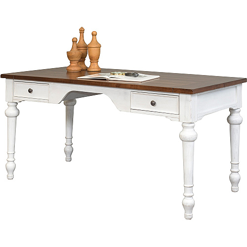 Martin 60" Writing/Partners Desk - 2-Drawer 30" Height x 60" Width x 30" Depth - Total Drawer(s): 2 - Finish: Weathered Wire Brushed Chalk - Rustic Knotty Cherry Table Top - 1 Each (IMDU386)