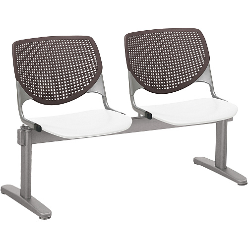 KFI Kool 2 Seat Beam Chair White Seat Color - Polypropylene Seat Material - Brownstone Back Color - Polypropylene, Aluminum Alloy Back Material - Powder Coated Silver Frame Color - Tubular Steel Frame Material - 1 Each (2300BEAM2188)