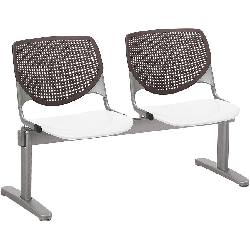 KFI Kool 2 Seat Beam Chair White Seat Color - Polypropylene Seat Material - Brownstone Back Color - Polypropylene, Aluminum Alloy Back Material - Powder Coated Silver Frame Color - Tubular Steel Frame Material - 1 Each (2300BEAM2188)