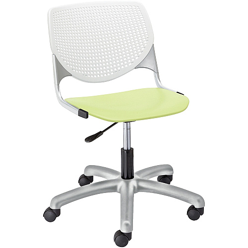 KFI Kool Task Chair With Perforated Back Lime Green Seat Color - Polypropylene Seat Material - White Back Color - Polypropylene, Aluminum Alloy Back Material - Powder Coated Silver Frame Color - Tubular Steel Frame Material - 5-star Base - 1 (TK2300B8S14)