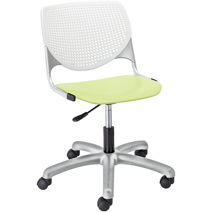 KFI Kool Task Chair With Perforated Back Lime Green Seat Color - Polypropylene Seat Material - White Back Color - Polypropylene, Aluminum Alloy Back Material - Powder Coated Silver Frame Color - Tubular Steel Frame Material - 5-star Base - 1 (TK2300B8S14)