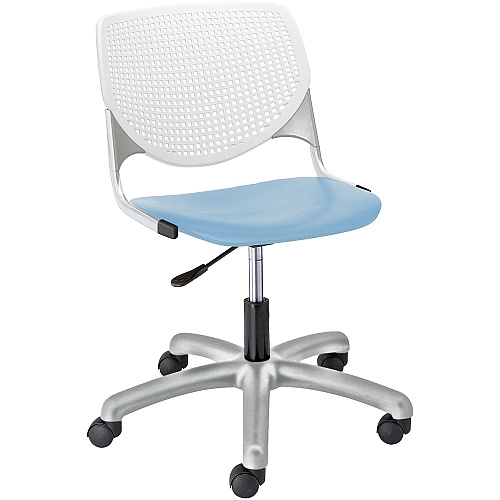 KFI Kool Task Chair With Perforated Back Sky Blue Seat Color - Polypropylene Seat Material - White Back Color - Polypropylene, Aluminum Alloy Back Material - Powder Coated Silver Frame Color - Tubular Steel Frame Material - 5-star Base - 1 E (TK2300B8S35)